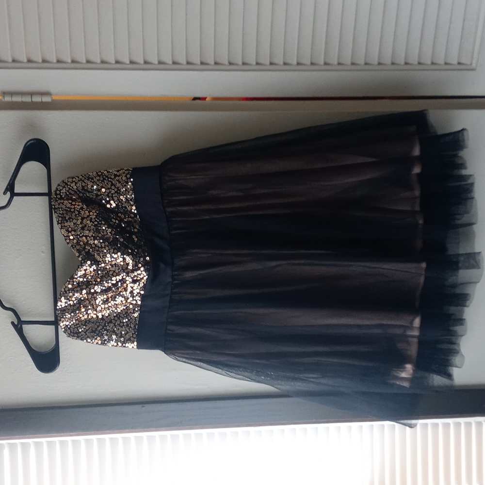 A.‎ byer black, gold and silver sequins tutu dress size 9